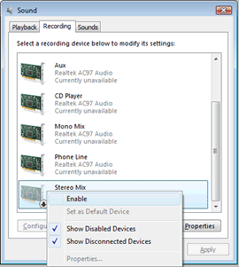 Enable Recording Devices
