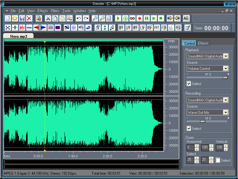 Record, edit, add audio effects and mix your digital audio files. Screen Shot