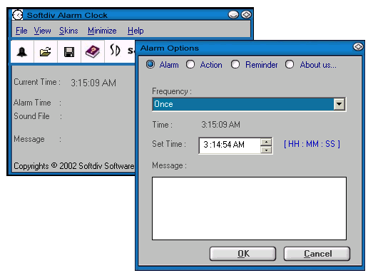 Alarm program which supports Mp3, Wav and Midi files.