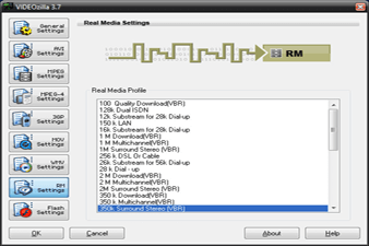 RealMedia Video Settings