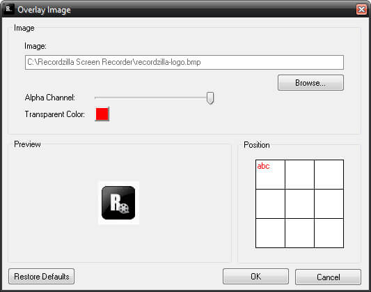 Overlay Image Settings