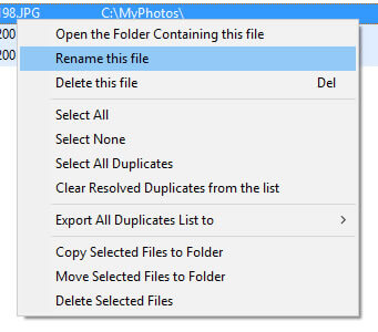 manage duplicate photos action