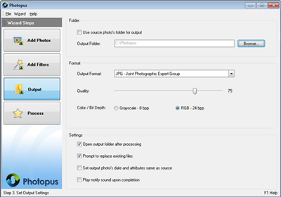 Photopus Output images format